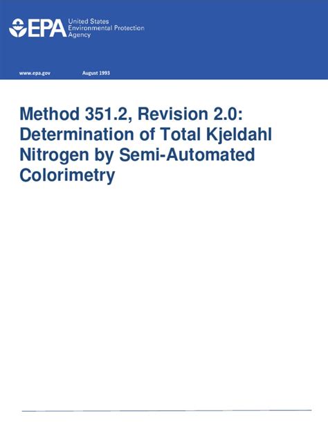 total kjeldahl nitrogen|Method 351.2, Revision 2.0: Determination of Total Kjeldahl .